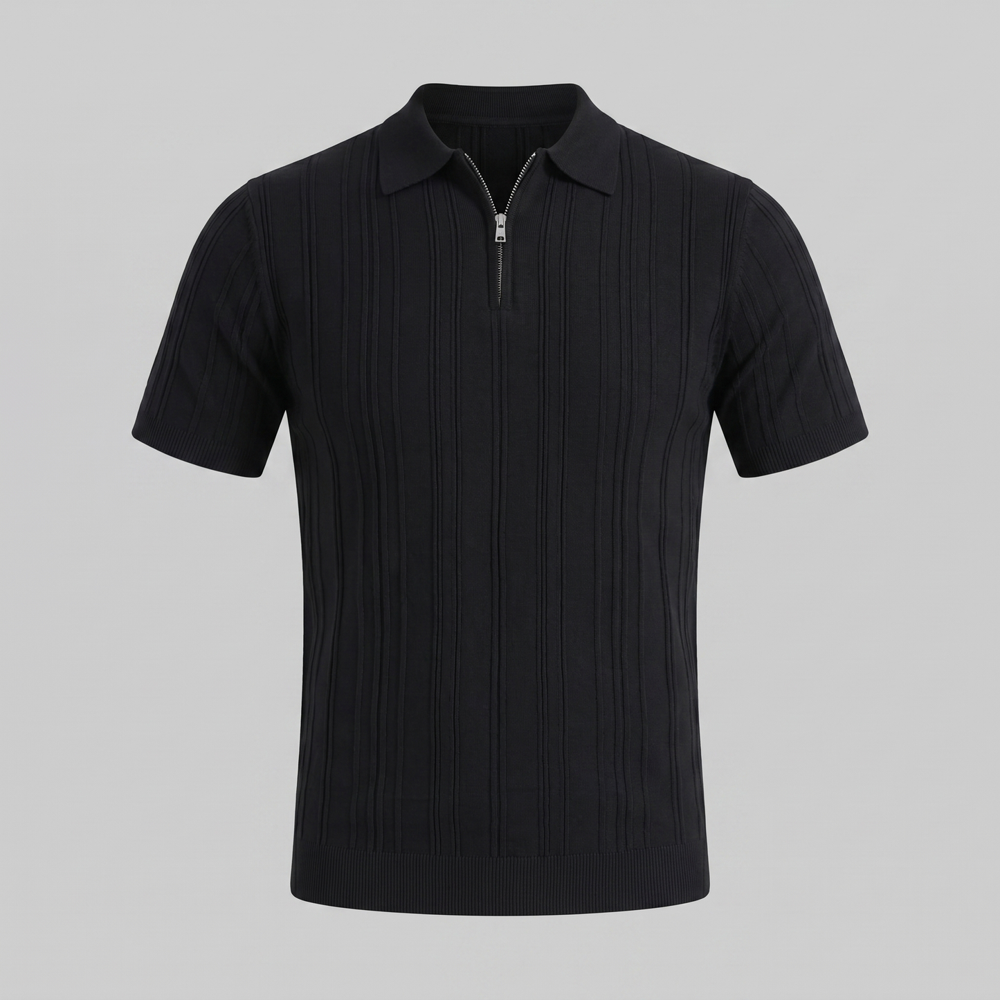 Men's Slim Fit Zip Up Polo Shirt