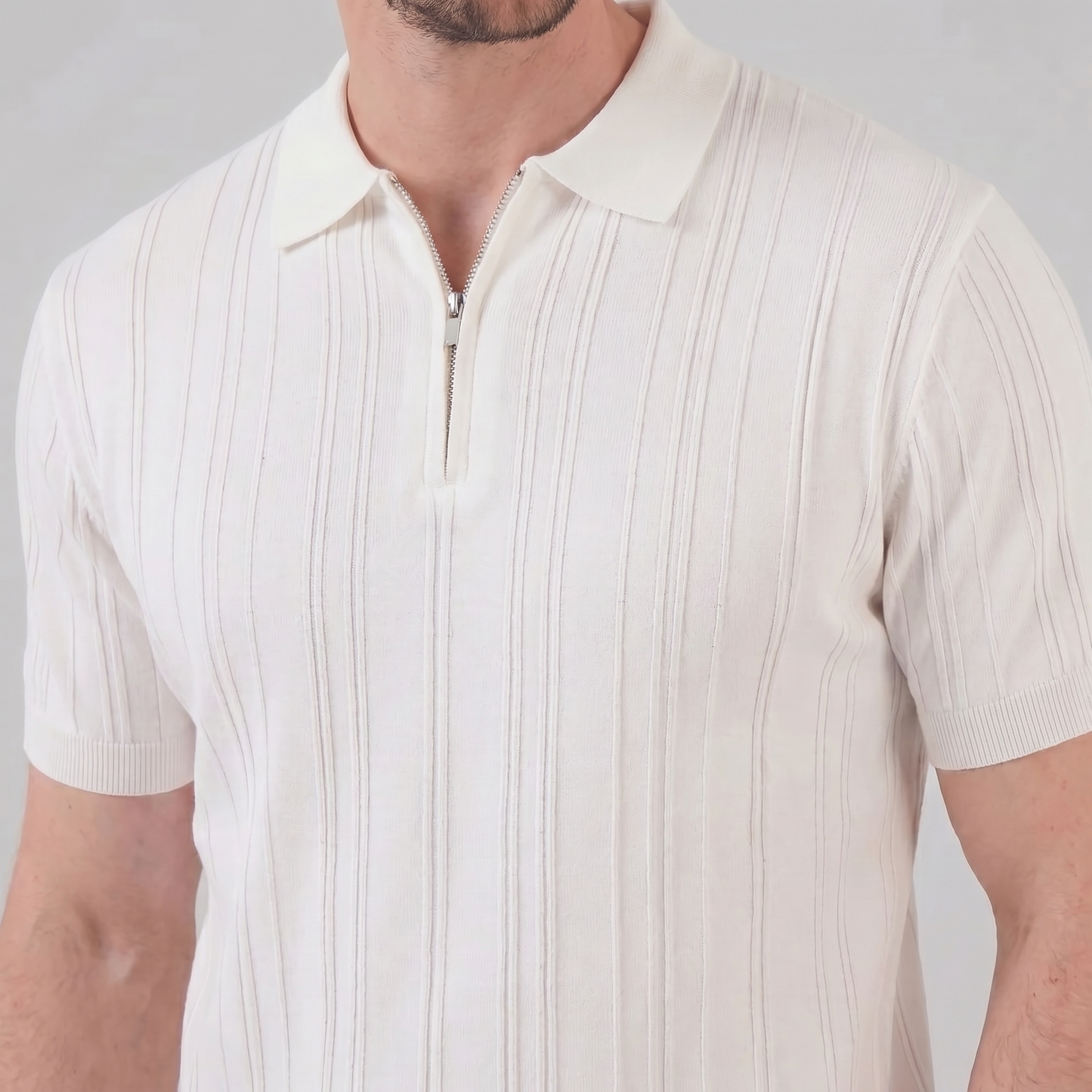 Men's Slim Fit Zip Up Polo Shirt