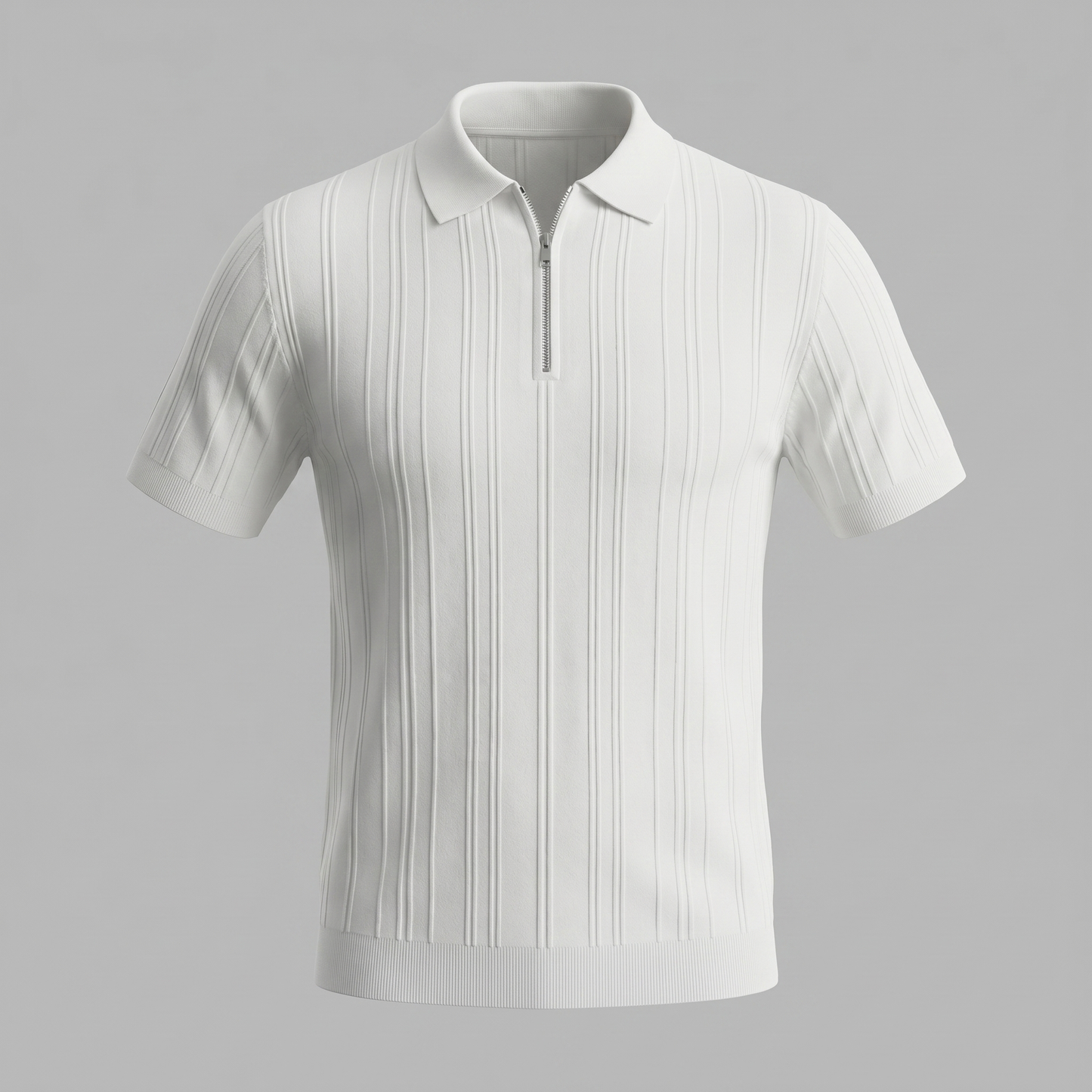Men's Slim Fit Zip Up Polo Shirt