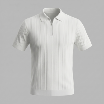 Men's Slim Fit Zip Up Polo Shirt