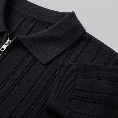 Men's Slim Fit Zip Up Polo Shirt