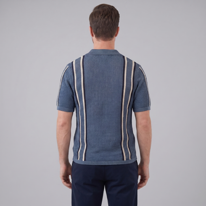 Men's Striped Crochet Knit Shirt