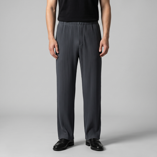 Men's Striped Trousers with Drawstring Elastic Waistband