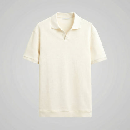 Men's Structured V-Neck Polo Shirt