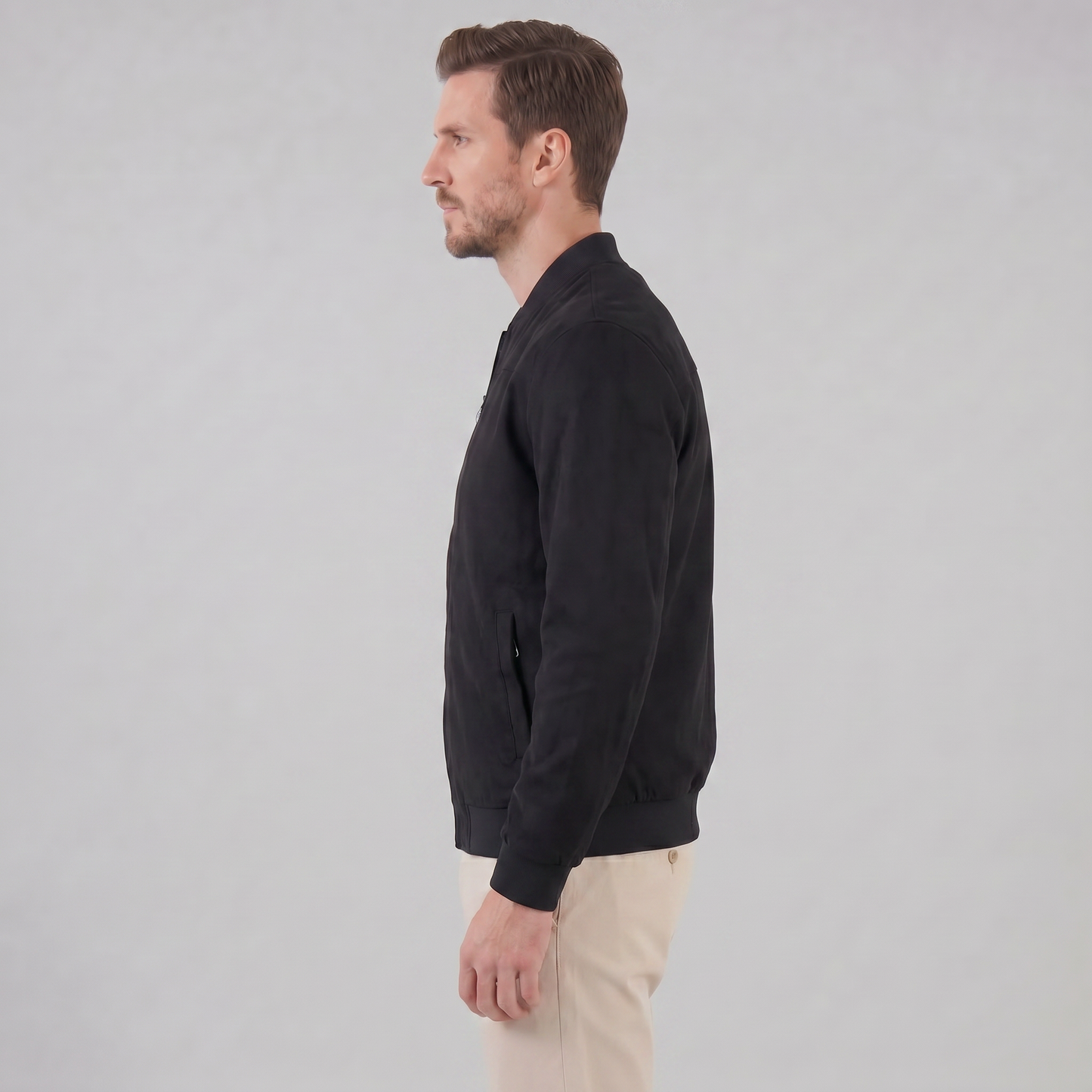 Men's Suede-Touch Bomber Jacket