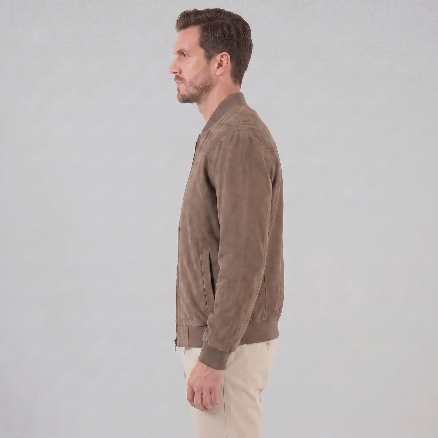 Men's Suede-Touch Bomber Jacket