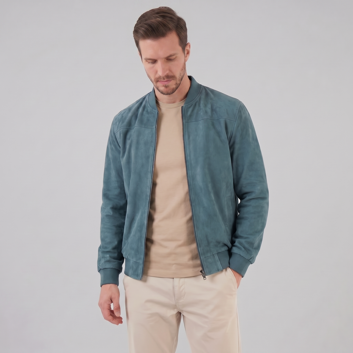 Men's Suede-Touch Bomber Jacket