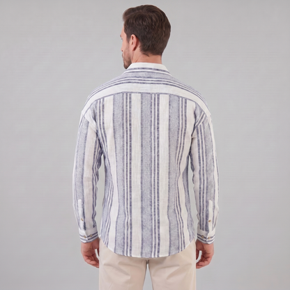 Men's Textured Stripe Button-Up Summer Shirt