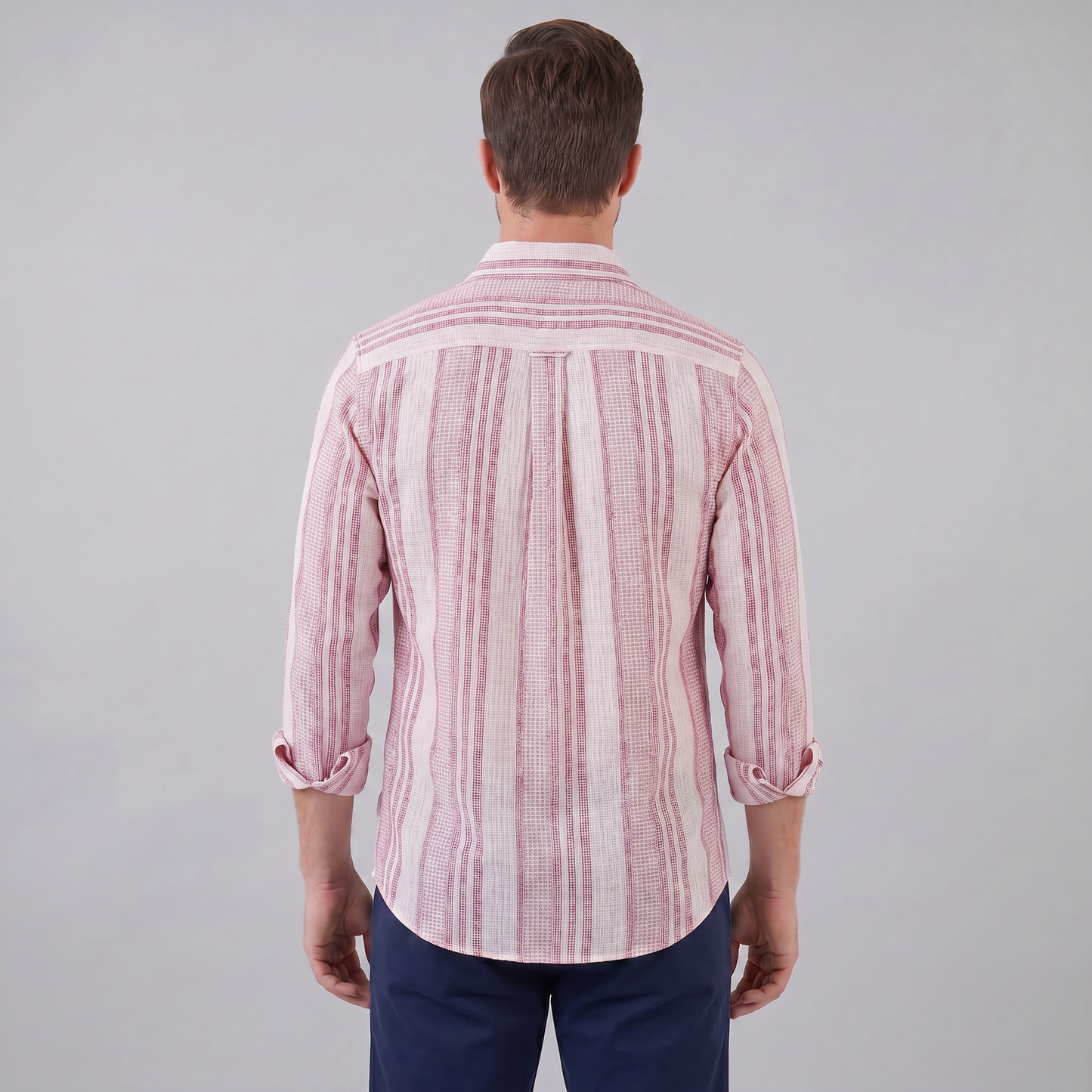 Men's Textured Stripe Button-Up Summer Shirt