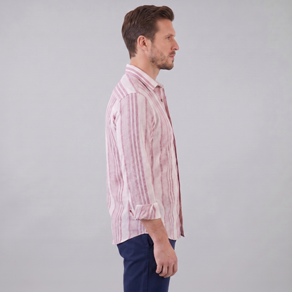 Men's Textured Stripe Button-Up Summer Shirt