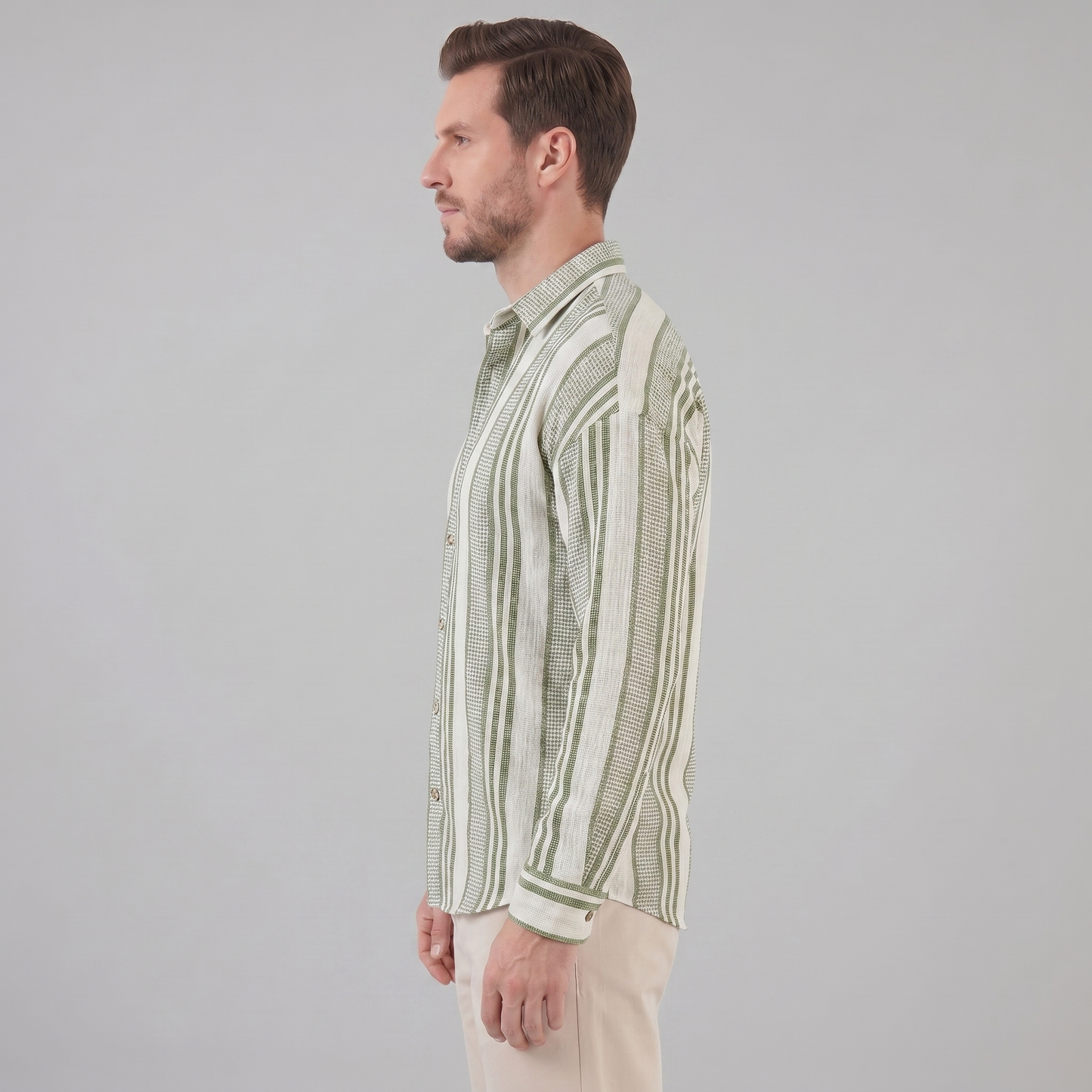 Men's Textured Stripe Button-Up Summer Shirt
