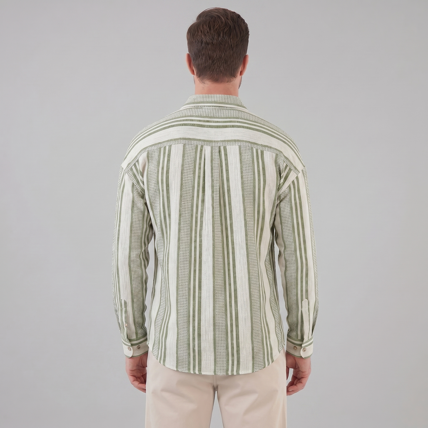 Men's Textured Stripe Button-Up Summer Shirt