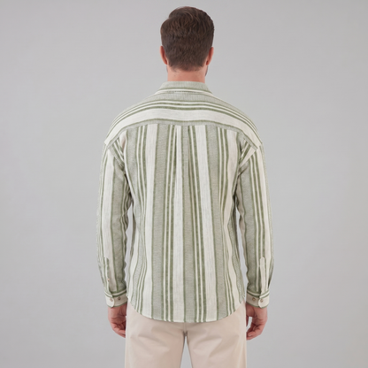 Men's Textured Stripe Button-Up Summer Shirt