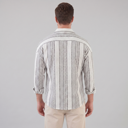 Men's Textured Stripe Button-Up Summer Shirt