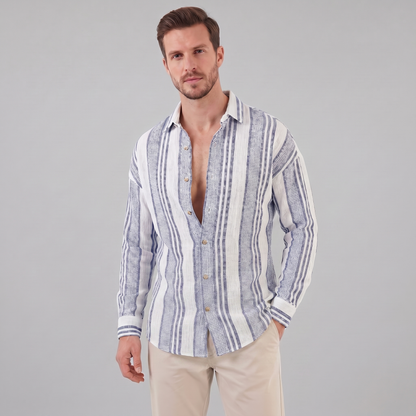 Men's Textured Stripe Button-Up Summer Shirt