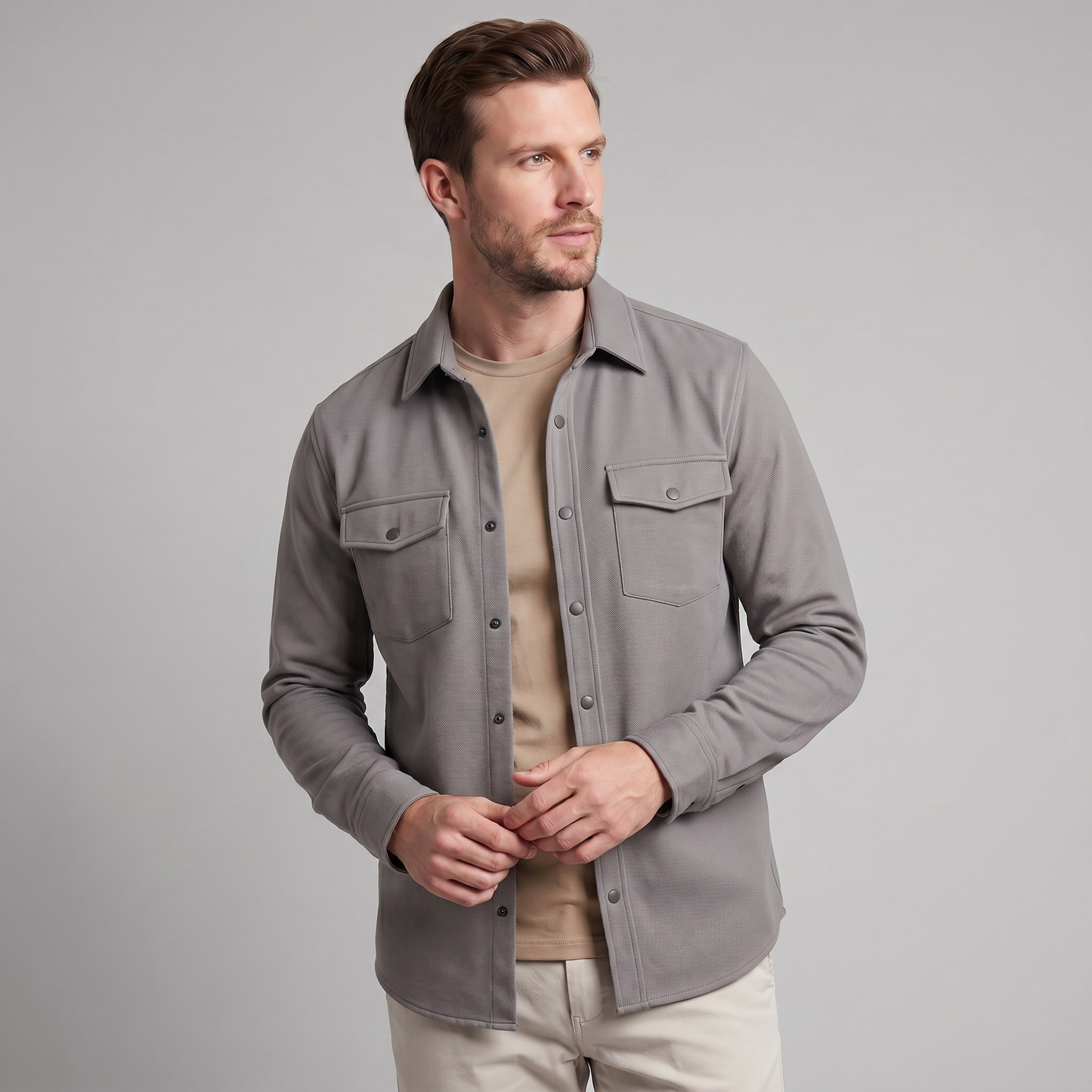 Men's Twin-Pocket Overshirt Slim Fit