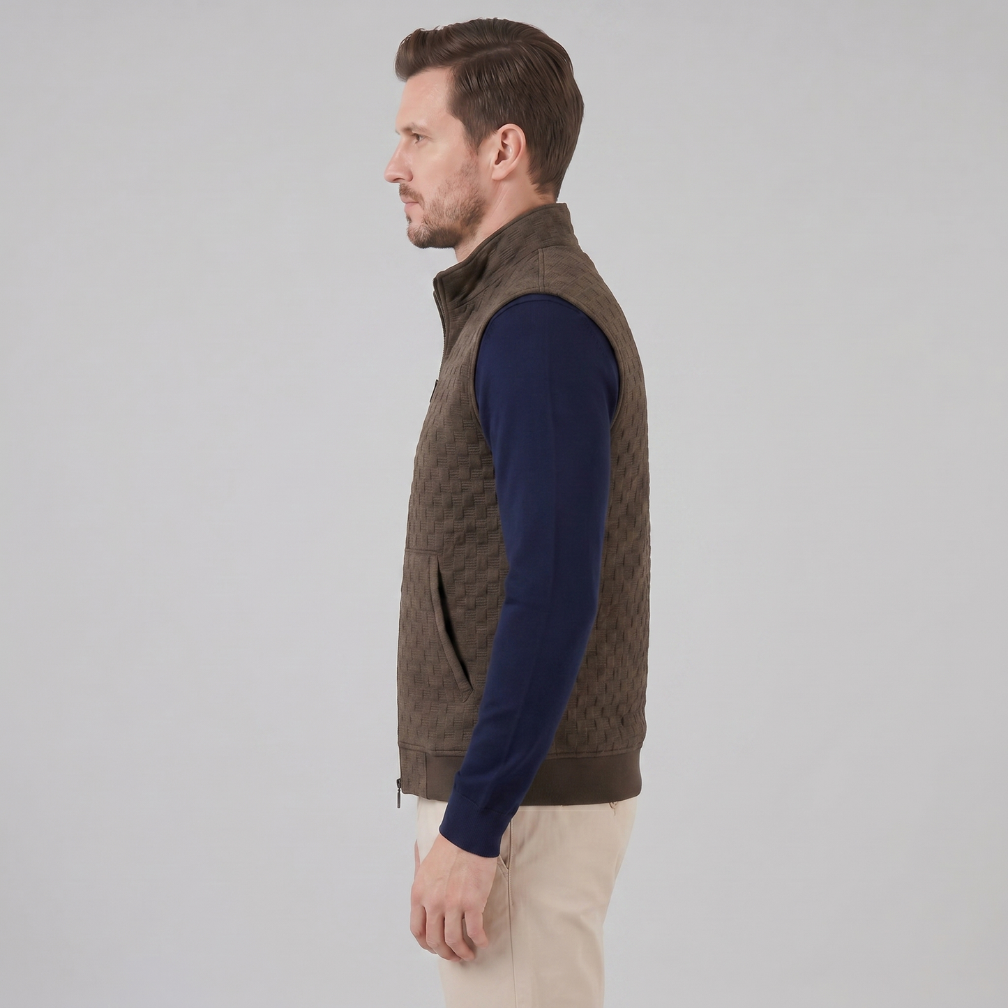 Men's Utility Zip Vest with Stand-Up Collar