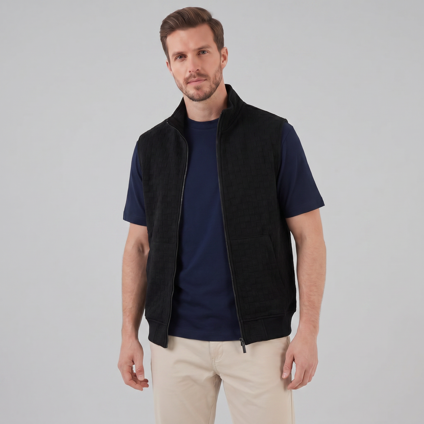 Men's Utility Zip Vest with Stand-Up Collar