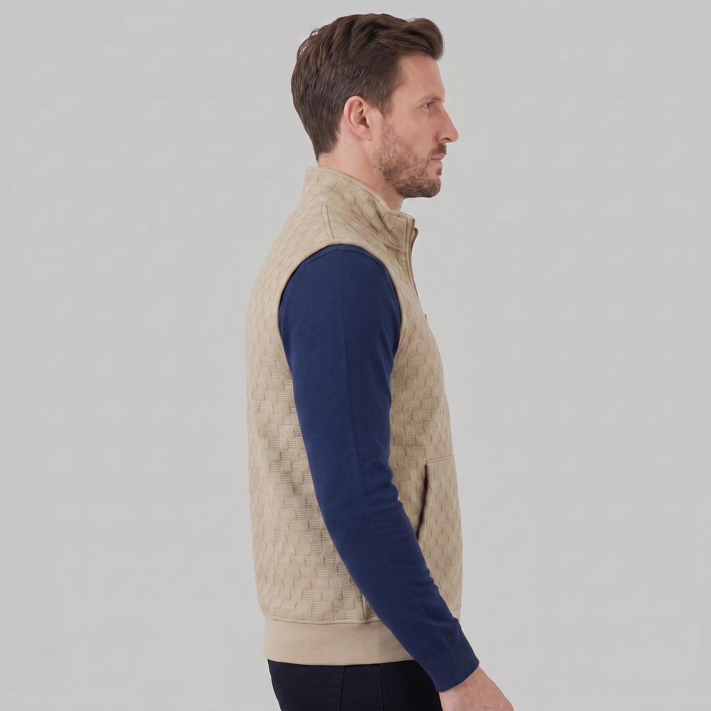 Men's Utility Zip Vest with Stand-Up Collar