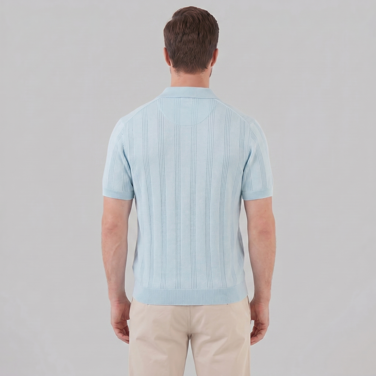 Men's Vertical Stripe Knit Polo