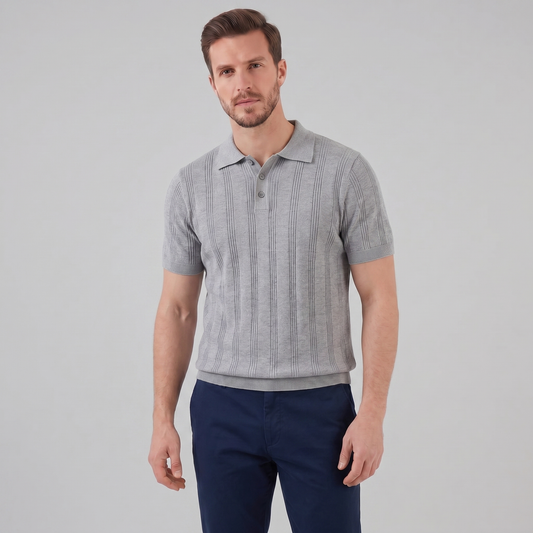 Men's Vertical Stripe Knit Polo
