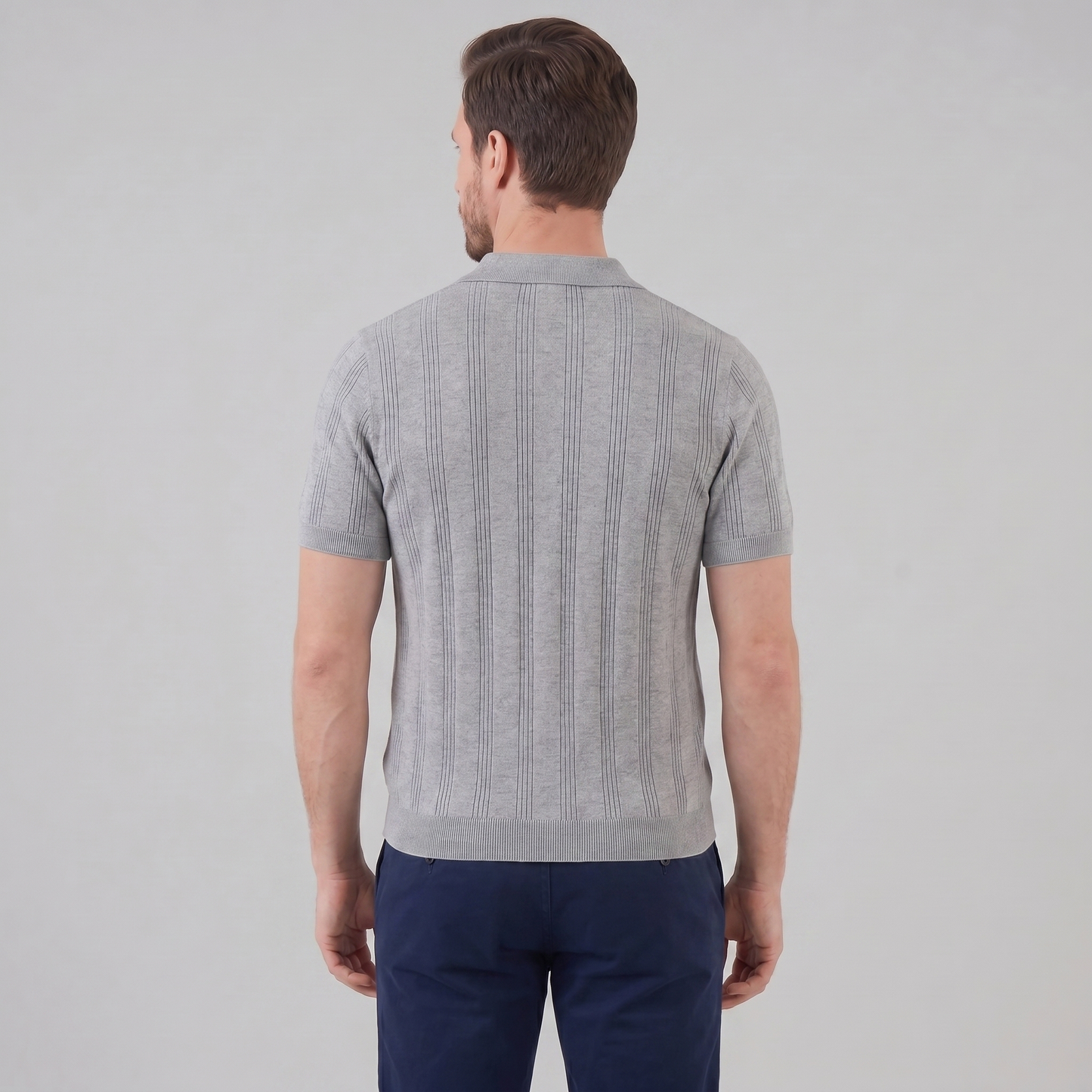 Men's Vertical Stripe Knit Polo