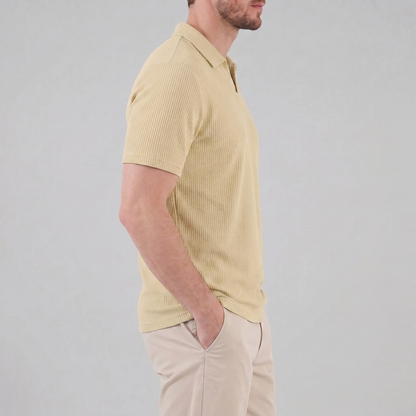 Men's Waffle Knit Open Collar Polo