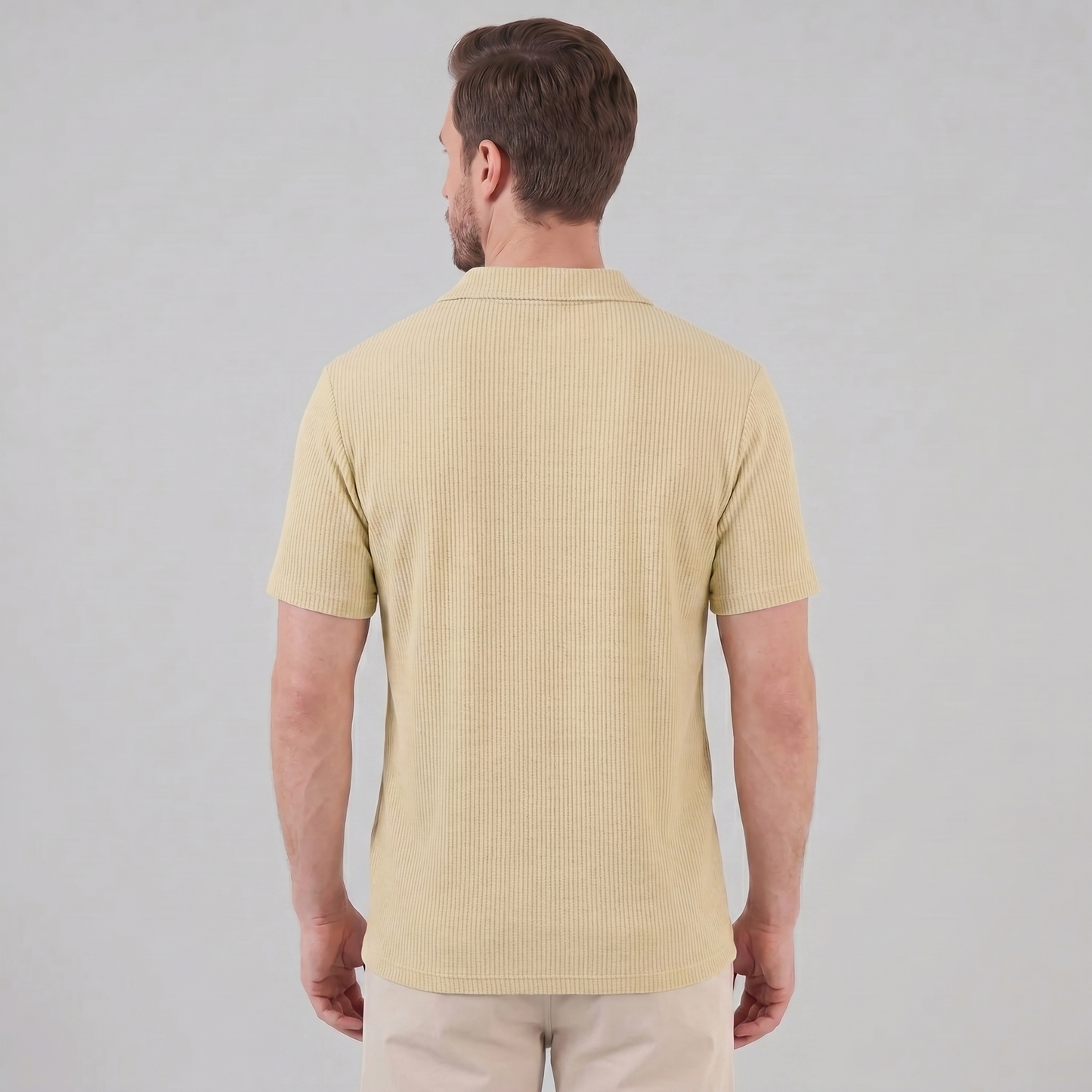 Men's Waffle Knit Open Collar Polo