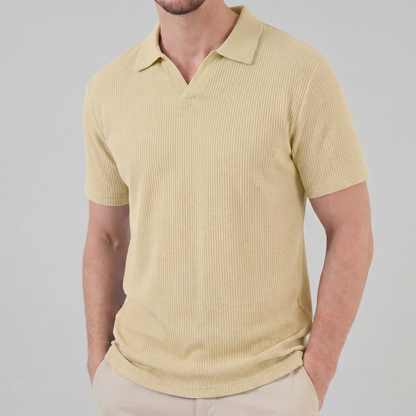 Men's Waffle Knit Open Collar Polo