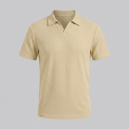 Men's Waffle Knit Open Collar Polo