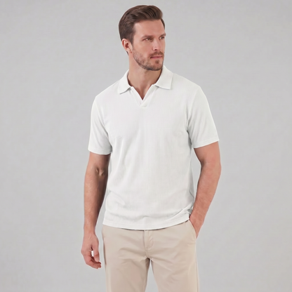 Men's Waffle Knit Open Collar Polo