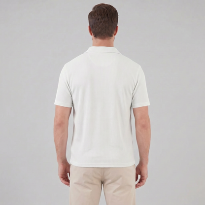 Men's Waffle Knit Open Collar Polo