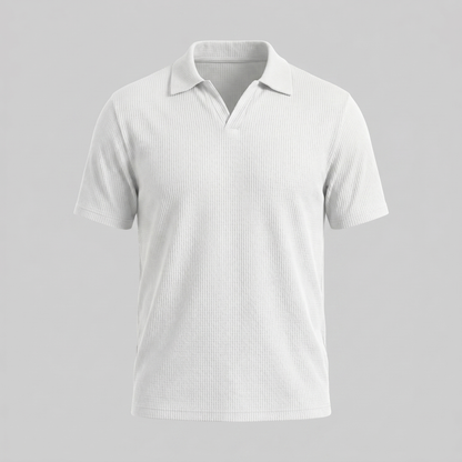 Men's Waffle Knit Open Collar Polo