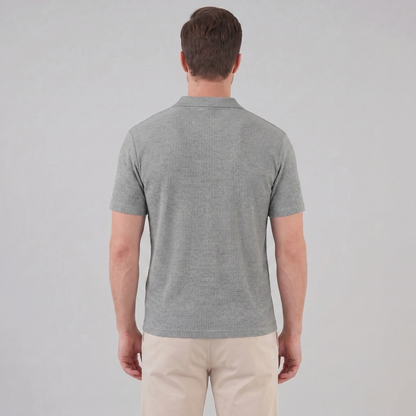 Men's Waffle Knit Open Collar Polo