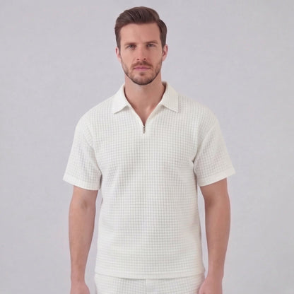 Men's Waffle Knit Short Outfit Summer Set