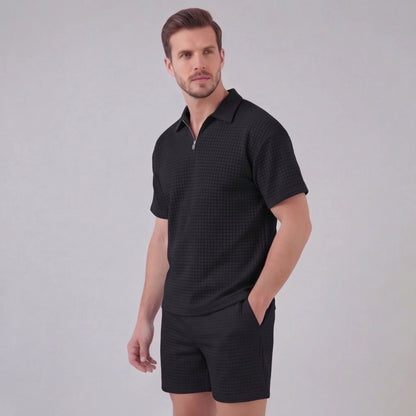 Men's Waffle Knit Short Outfit Summer Set