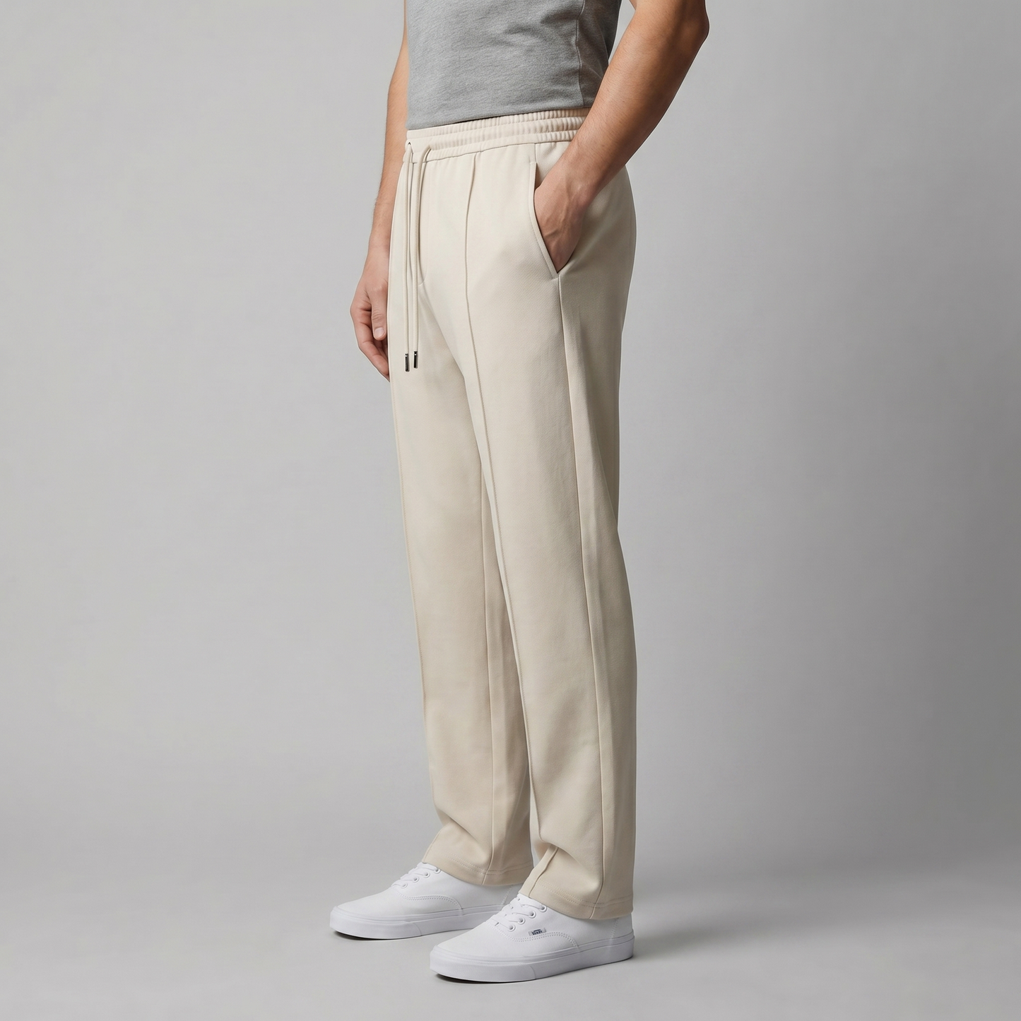 Men's Wide Leg Trousers with Drawstring