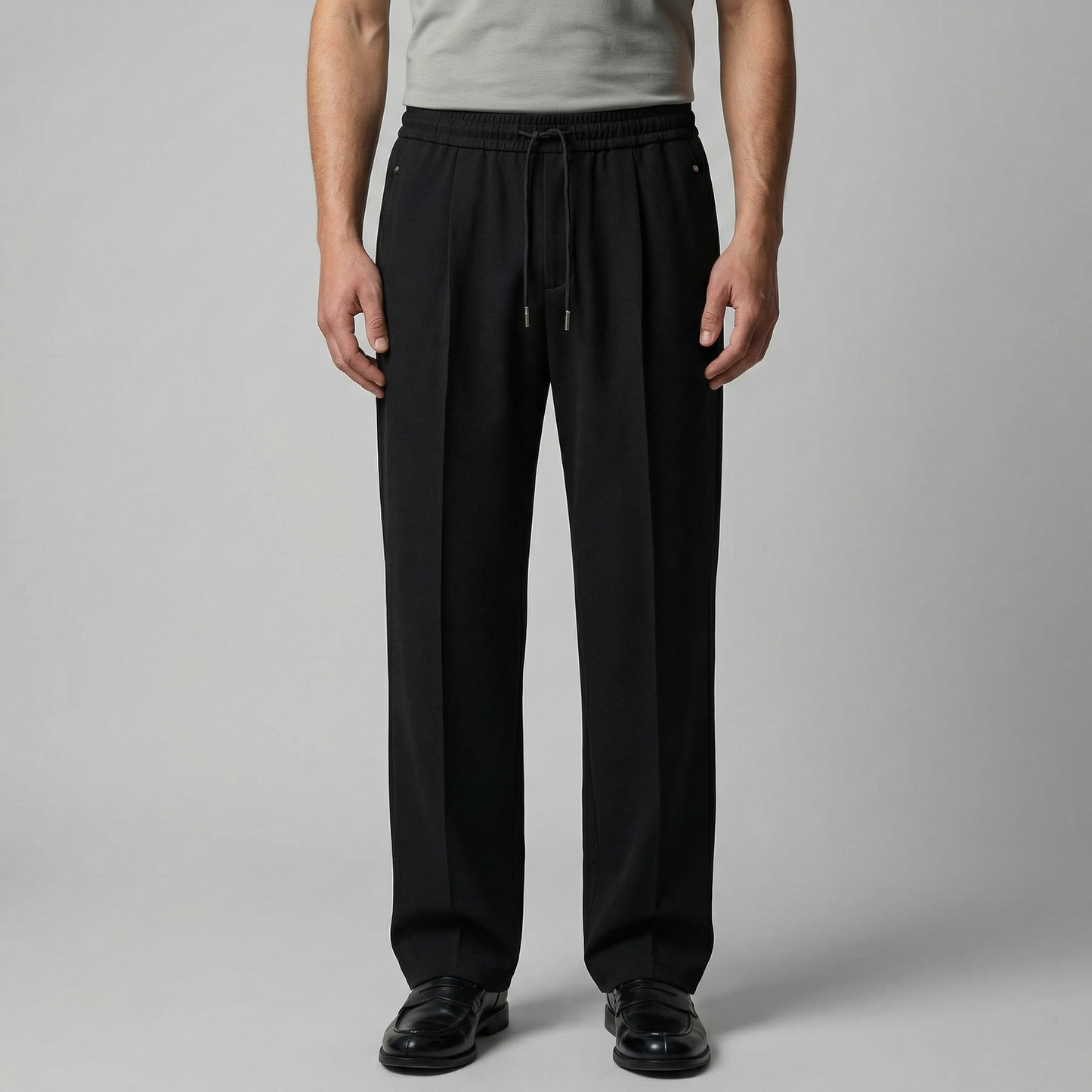 Men's Wide Leg Trousers with Drawstring