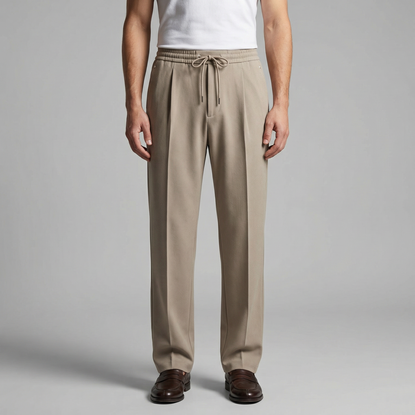 Men's Wide Leg Trousers with Drawstring