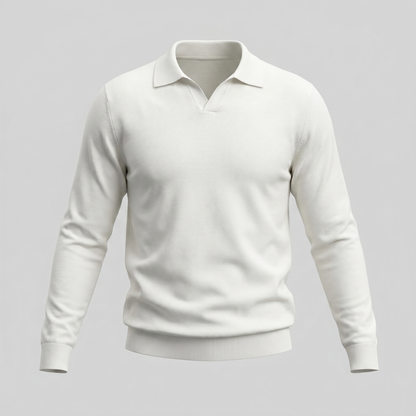 Men's Wool V-Neck Polo