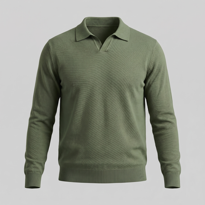 Men's Wool V-Neck Polo