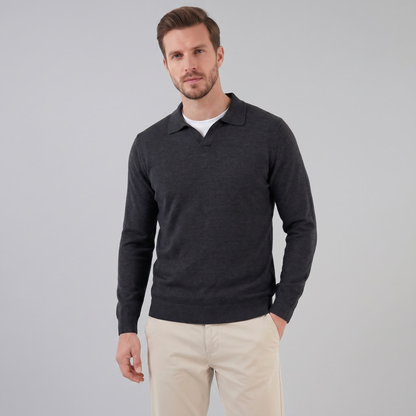 Men's Wool V-Neck Polo