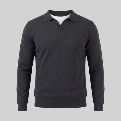 Men's Wool V-Neck Polo