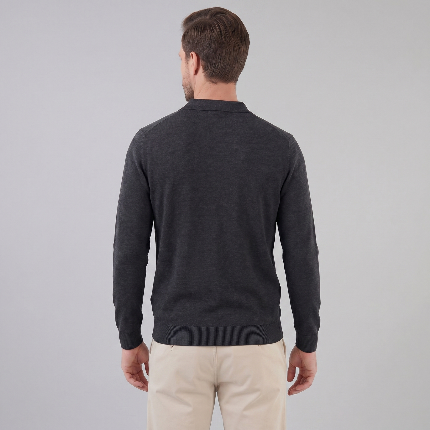Men's Wool V-Neck Polo