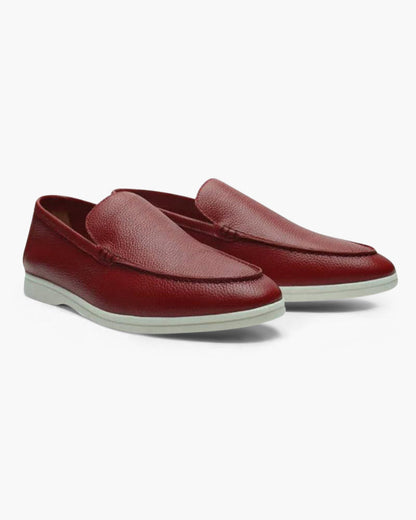 Wearing Men Cowhide Leather Loafers