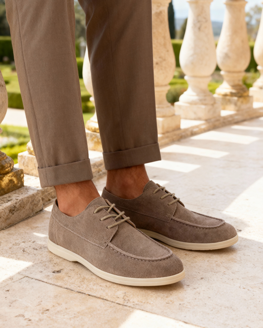 Wearing Men Italian-Inspired Suede Lace Shoes