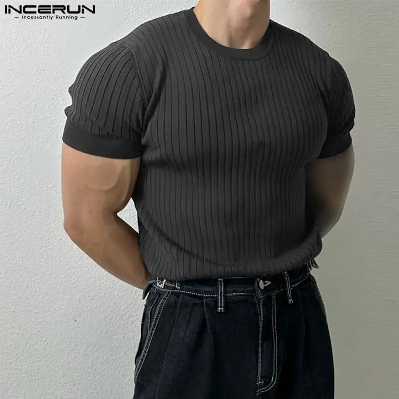 Camiseta Masculina de Manga Curta com Listras
