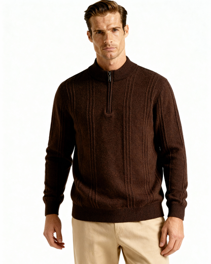 Premium Cashmere Ribbed Zip Sweater