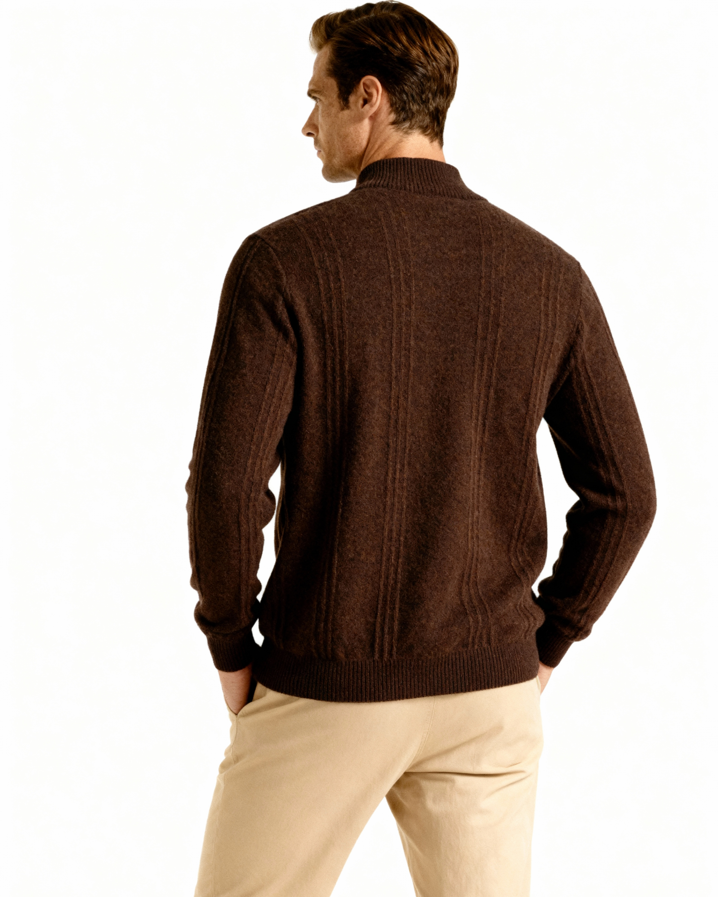 Premium Cashmere Ribbed Zip Sweater