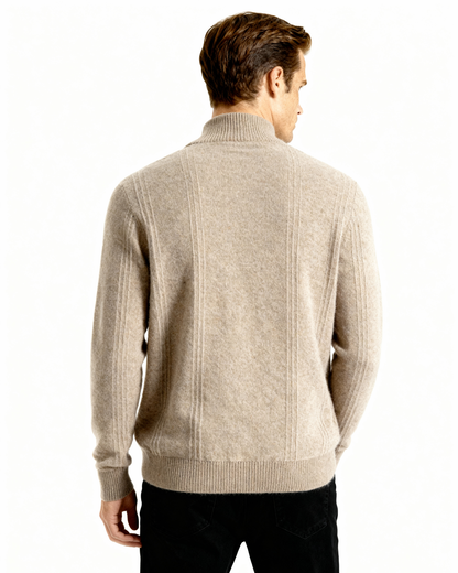 Premium Cashmere Ribbed Zip Sweater
